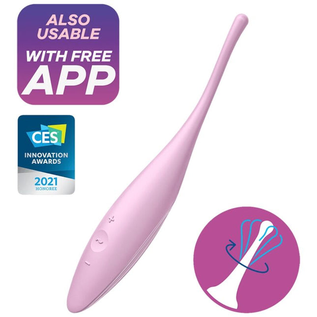 SATISFYER - VIBRATOR CU VÂRF DE CLITORIS TWIRLING JOY ROZ