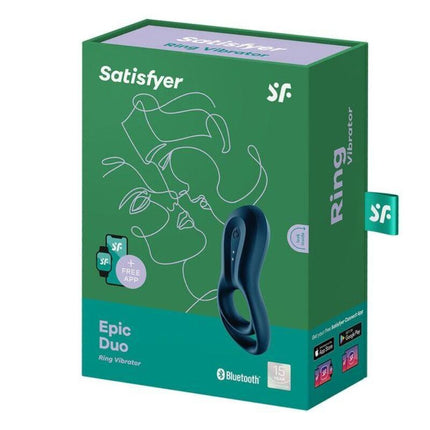 SATISFYER - VIBRATOR EPIC DUO CU INEL, CU APLICAȚIE, ALBASTRU