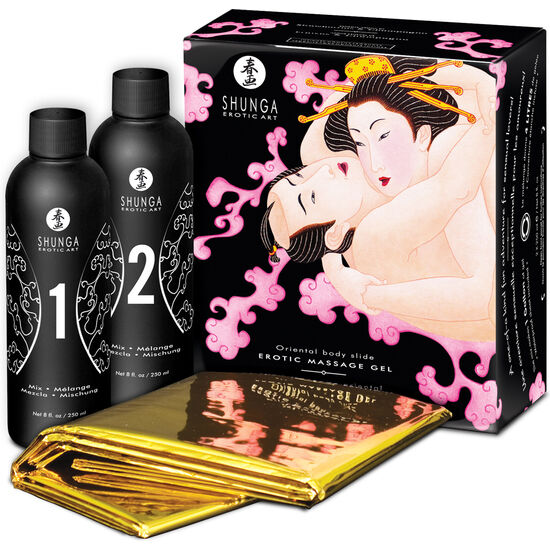 SHUNGA - GEL DE MASAJ EROTIC CORP LA CORP ORIENTAL CU CĂPȘUNI ȘI CAVA 