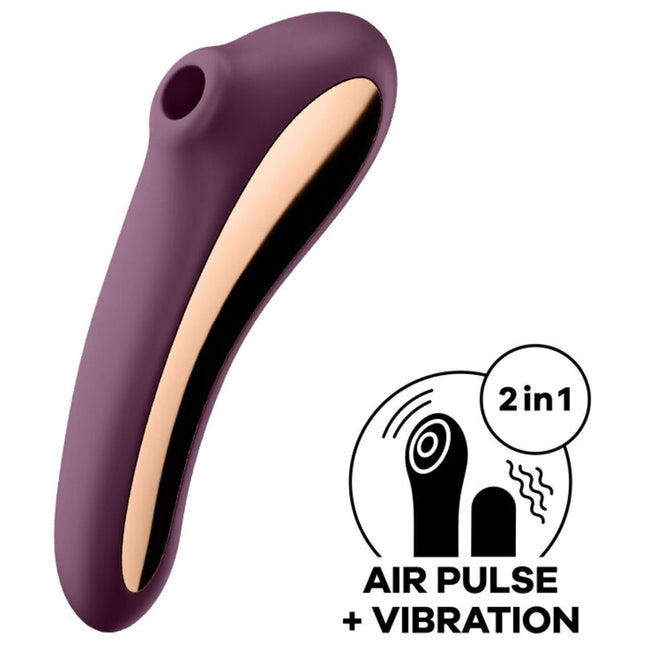 SATISFYER - VIBRATOR DUAL KISS AIR PULSE VIN ROȘU