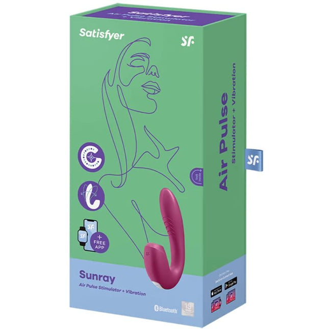 SATISFYER - STIMULATOR ȘI VIBRATOR SUNRAY CU APLICAȚIE ROȘIE