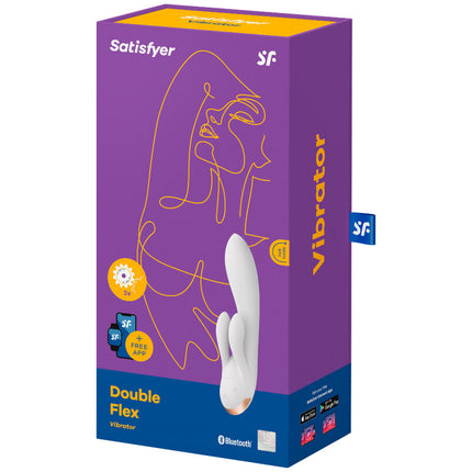 SATISFYER - VIBRATOR DOUBLE FLEX CU APP ALB