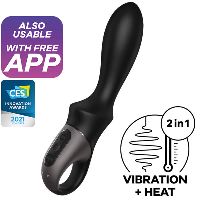 SATISFYER - VIBRATOR ANAL HEAT CLIMAX CU APP NEGRU