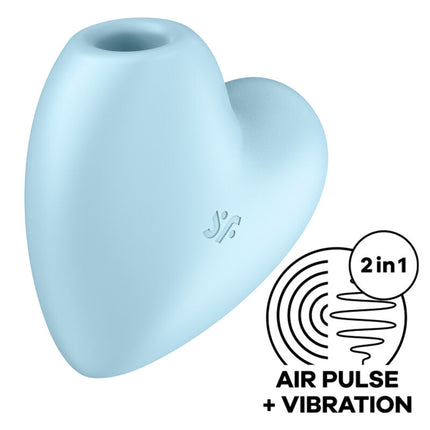 SATISFYER - STIMULATOR ȘI VIBRATOR CUTIE HEART AIR PULSE ALBASTRU