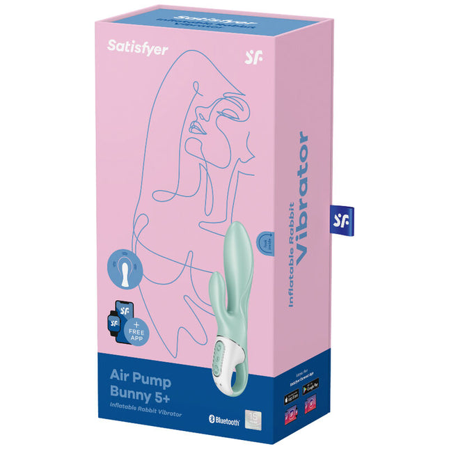 SATISFYER - VIBRATOR GONFLABIL IEPURE CU POMPA DE AER 5+ VERDE