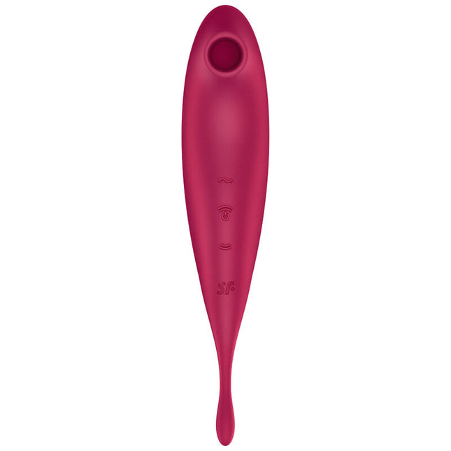 SATISFYER - STIMULATOR ȘI VIBRATOR TWIRLING PRO+ AIR PULSE CU APLICAȚIE ROȘU