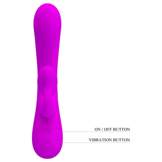 PRETTY LOVE - VIBRATOR ȘI VENTOZĂ CLITORIANĂ DIN SILICON SINCER, MOV