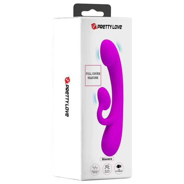 PRETTY LOVE - VIBRATOR ȘI VENTOZĂ CLITORIANĂ DIN SILICON SINCER, MOV
