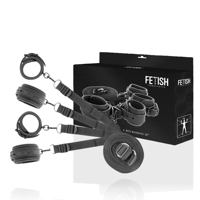 FETISH SUBMISSIVE - SET DE CĂTUȘE ȘI LEGĂTURI CU CĂPTUȘEALĂ DIN NOPREN