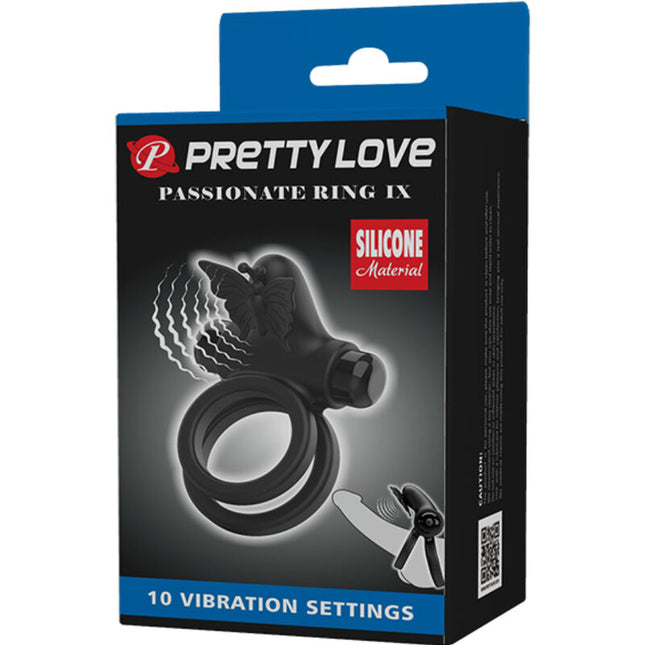 PRETTY LOVE - INEL VIBRATOR DUBLU CU STIMULATOR NEGRU