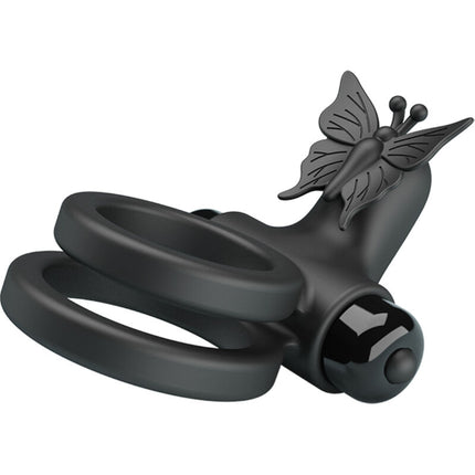 PRETTY LOVE - INEL VIBRATOR DUBLU CU STIMULATOR NEGRU