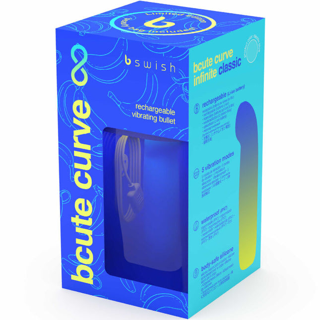 B SWISH - VIBRATOR REÎNCĂRCABIL DIN SILICON ALBASTRU, EDIȚIE LIMITATĂ BCUTE CURVE INFINITE CLASSIC