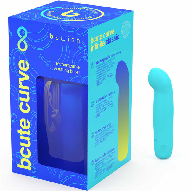 B SWISH - VIBRATOR REÎNCĂRCABIL DIN SILICON ALBASTRU, EDIȚIE LIMITATĂ BCUTE CURVE INFINITE CLASSIC