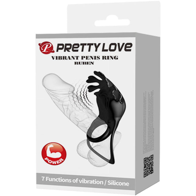 PRETTY LOVE - INEL VIBRATOR RUBEN CU 7 VIBRAȚII, SILICON NEGRU