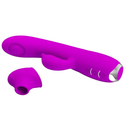 PRETTY LOVE - VIBRATOR REGINA REÎNCĂRCABIL - GEL CU SUCȚIE MOV