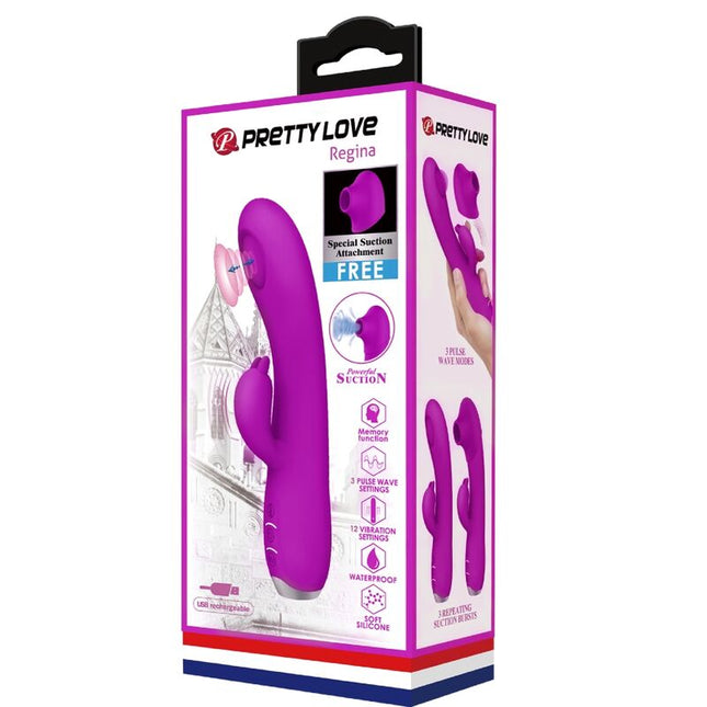 PRETTY LOVE - VIBRATOR REGINA REÎNCĂRCABIL - GEL CU SUCȚIE MOV
