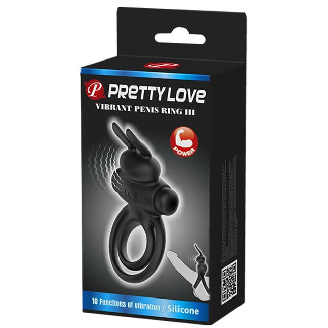 PRETTY LOVE - VIBRATOR III INEL DE IEPURE PENTRU PENIS NEGRU