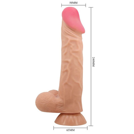 PRETTY LOVE - DILDO REALISTIC DIN SERIA SLIDING SKIN CU VENTUZĂ GLISANTĂ, TELECOMANDĂ, CARNE, 24 CM
