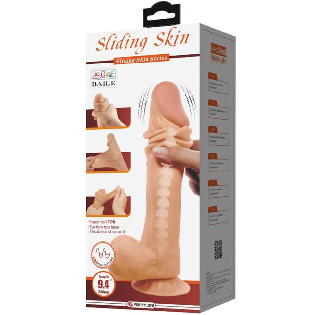 PRETTY LOVE - DILDO REALISTIC DIN SERIA SLIDING SKIN CU VENTUZĂ GLISANTĂ, TELECOMANDĂ, CARNE, 24 CM