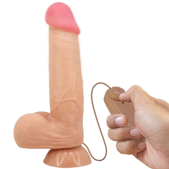 PRETTY LOVE - DILDO REALISTIC DIN SERIA SLIDING SKIN CU VENTUZĂ GLISANTĂ, TELECOMANDĂ, CARNE, 21,8 CM