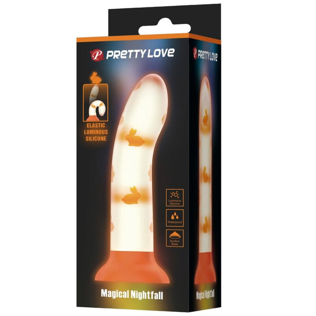 PRETTY LOVE - DILDO MAGIC NIGHTFALL FĂRĂ VIBRAȚII PORTOCALIU LUMINOS