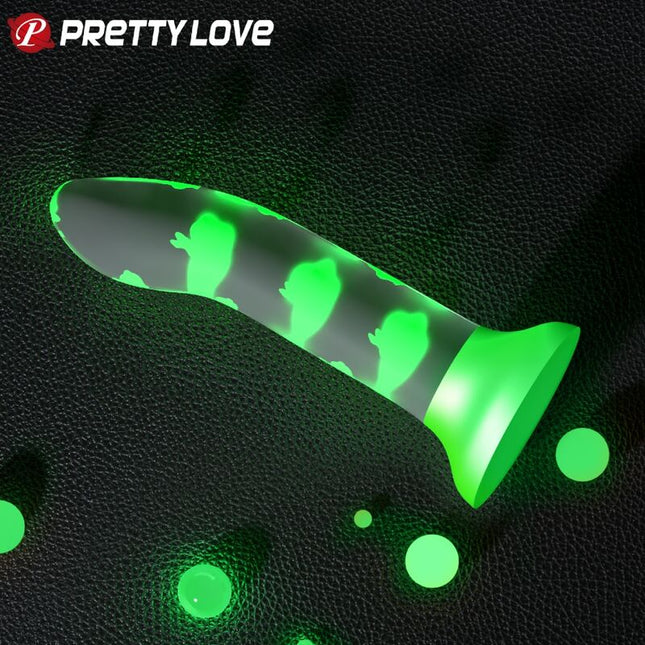 PRETTY LOVE - DILDO MAGIC NIGHTFALL FĂRĂ VIBRAȚII VERDE LUMINOS