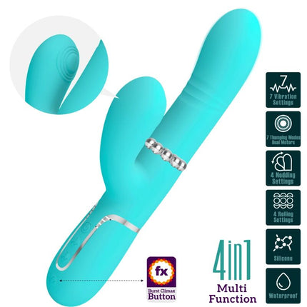 PRETTY LOVE - VIBRATOR MULTIFUNCȚIONAL PENTRU PUNCTUL G, VERDE ACVATIC