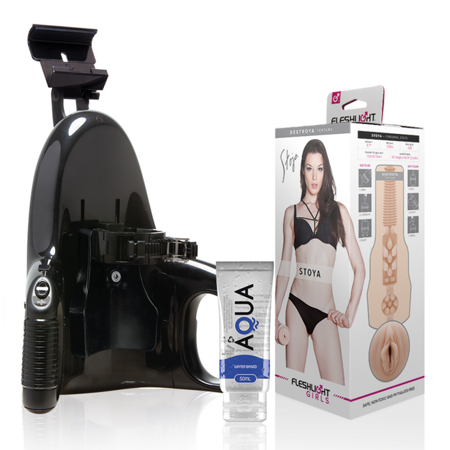 FLESHLIGHT - VAGINA STOYA DESTROYA + LANSARE UNIVERSAL + LUBRIFICANT DE CALITATE AQUA 50 ML