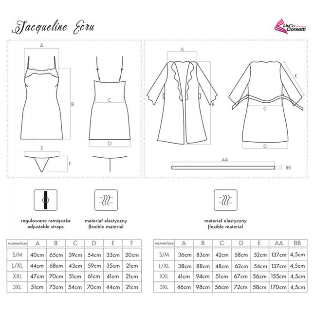 LIVCO CORSETTI FASHION - JACQUELINE LC 90249 HOTEL + CĂMAȘĂ + CHILOȚI ECRU L/XL