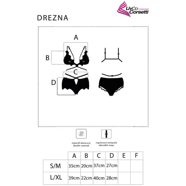 LIVCO CORSETTI FASHION - DREZNA LC 90733 SUTIEN + CHILOȚI NEGRI