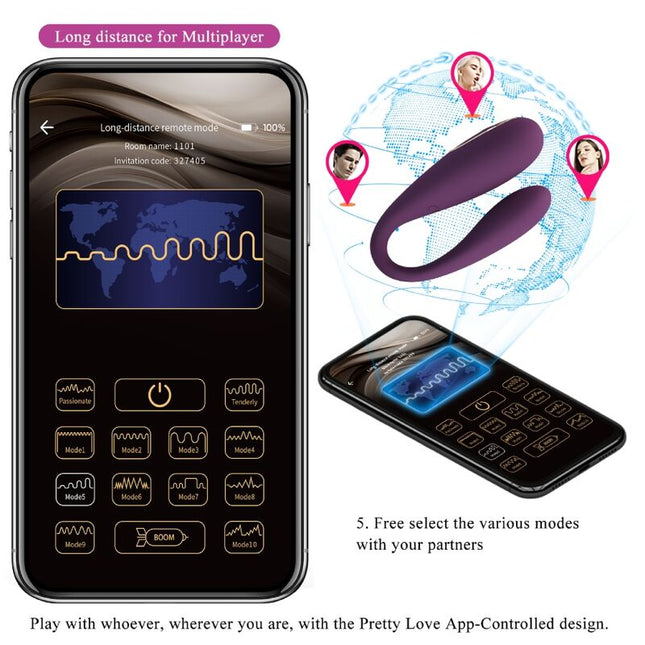 PRETTY LOVE - VIBRATOR AUGUST REMOTE GLOBAL DOUBLE PLEASURE