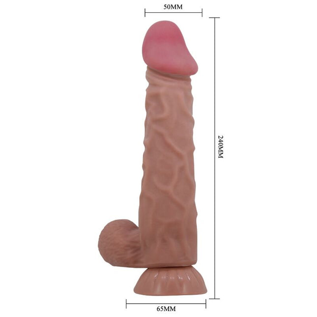 PRETTY LOVE - DILDO REALISTIC SERIE SLIDING SKIN CU VENTUZĂ SLIDING SKIN MARO 24 CM