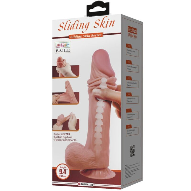 PRETTY LOVE - DILDO REALISTIC SERIE SLIDING SKIN CU VENTUZĂ SLIDING SKIN MARO 24 CM