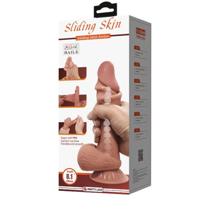 PRETTY LOVE - DILDO REALISTIC DIN SERIA SLIDING SKIN CU VENTUZĂ CULISANTĂ DIN PIELE MARO 21,8 CM