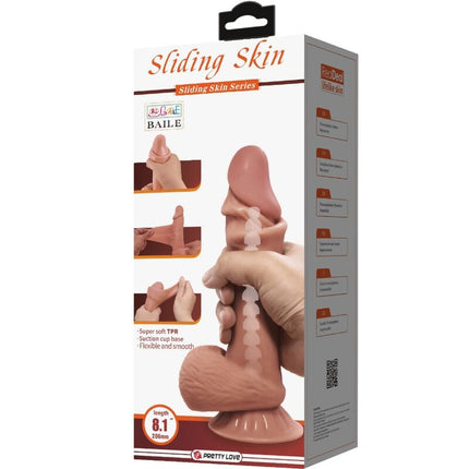 PRETTY LOVE - DILDO REALISTIC DIN SERIA SLIDING SKIN CU VENTUZĂ CULISANTĂ DIN PIELE MARO 19,4 CM