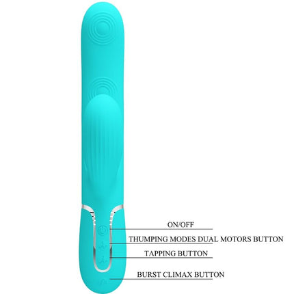 PRETTY LOVE - VIBRATOR PERLITA MULTIFUNCȚIONAL 3 ÎN 1 PENTRU PUNCTUL G, VERDE ACVATIC
