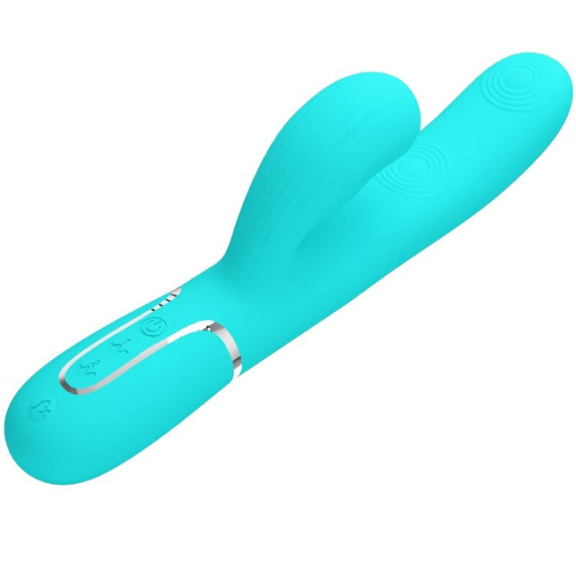PRETTY LOVE - VIBRATOR PERLITA MULTIFUNCȚIONAL 3 ÎN 1 PENTRU PUNCTUL G, VERDE ACVATIC