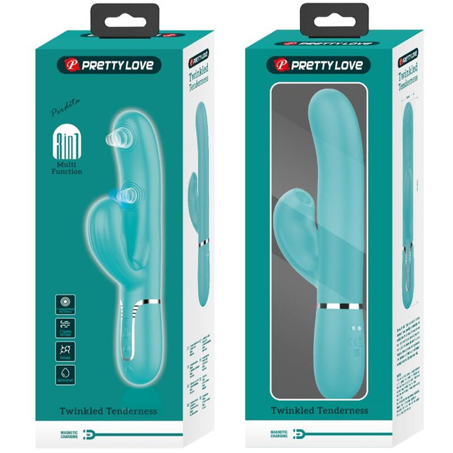 PRETTY LOVE - VIBRATOR PERLITA MULTIFUNCȚIONAL 3 ÎN 1 PENTRU PUNCTUL G, VERDE ACVATIC