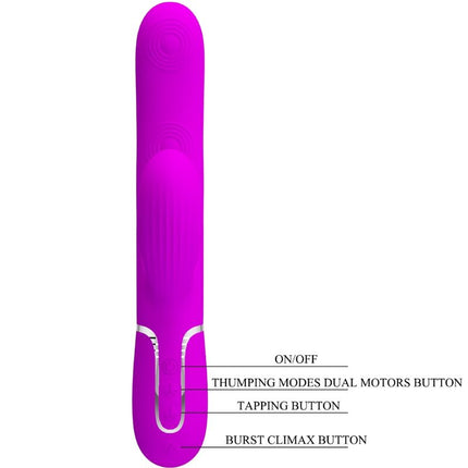 PRETTY LOVE - VIBRATOR PERLITA MULTIFUNCȚIONAL 3 ÎN 1 PENTRU PUNCTUL G, VIOLET