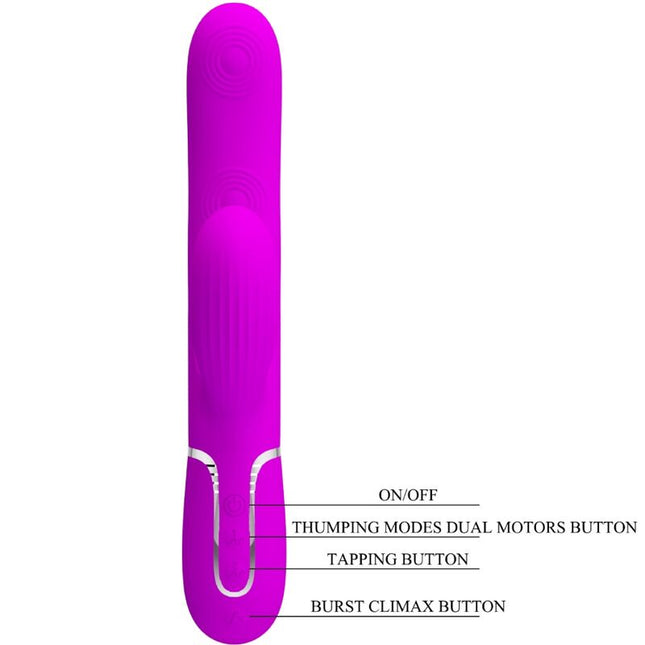PRETTY LOVE - VIBRATOR PERLITA MULTIFUNCȚIONAL 3 ÎN 1 PENTRU PUNCTUL G, VIOLET