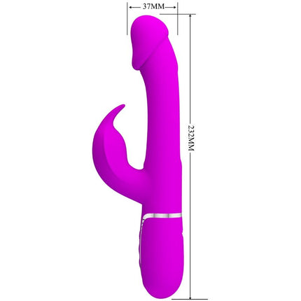 PRETTY LOVE - KAMPAS RABBIT 3 IN 1 MULTIFUNCTION VIBRATOR WITH TONGUE FUCHSIA