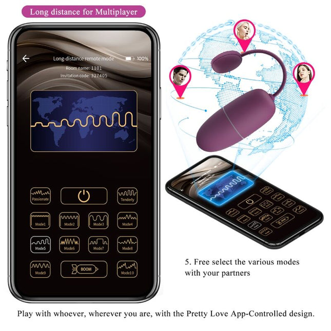 PRETTY LOVE - OU VIBRANT NIMF, CONTROLAT CU APLICAȚIE, LILA