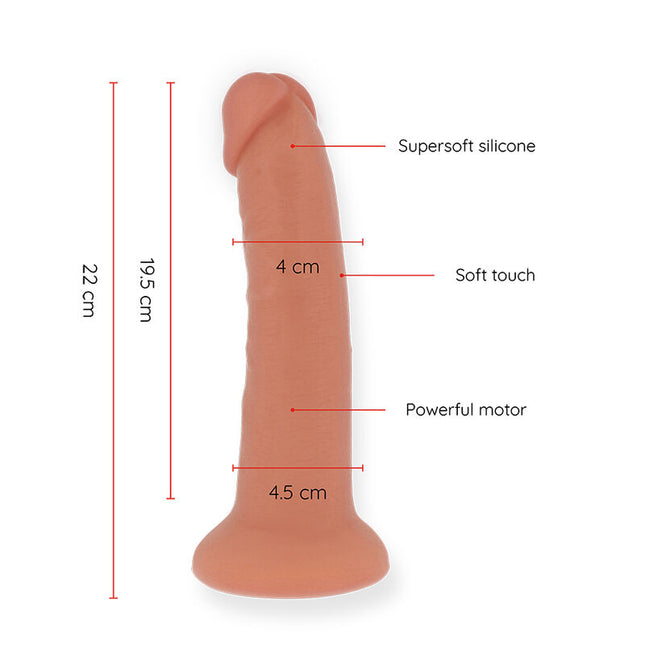 ONInder - Vibrator mare Bogotá cu 9 viteze, natural, 22 cm - Dimensiune - 4,5 cm - Aplicație gratuită