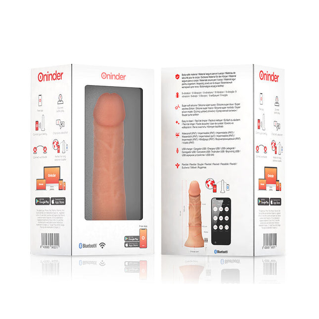 ONInder - Vibrator mare Bogotá cu 9 viteze, natural, 22 cm - Dimensiune - 4,5 cm - Aplicație gratuită