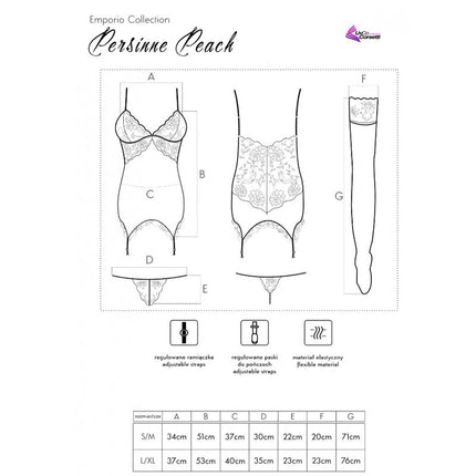 LIVCO CORSETTI FASHION - SET PERSINNE PIERSICĂ CORSET + CHILOT + CIORAPI