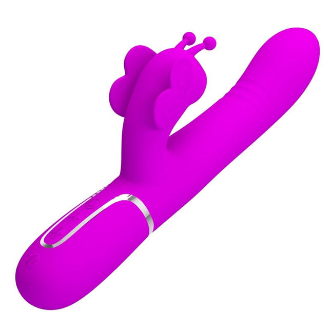 PRETTY LOVE - VIBRATOR MULTIFUNCȚIONAL IEPURE 4 ÎN 1 FLUTURE FUCSIA