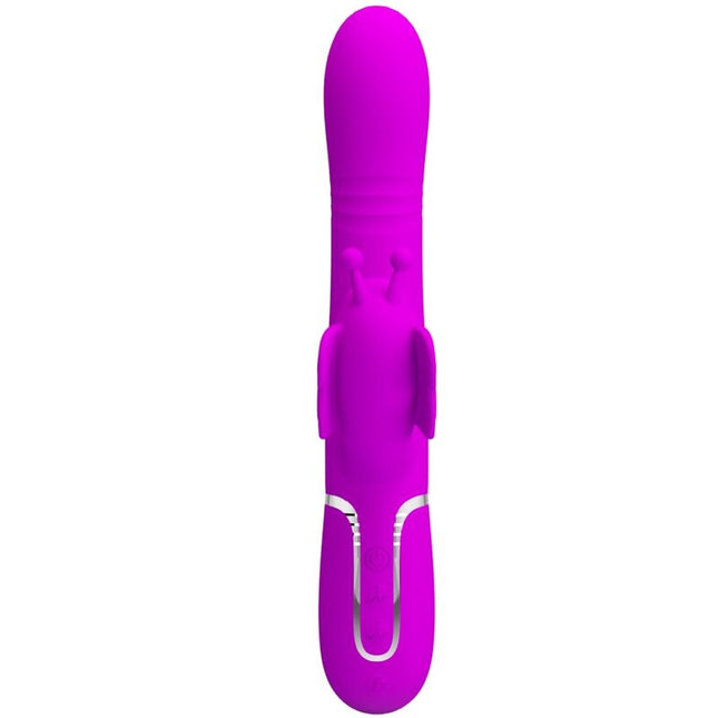 PRETTY LOVE - VIBRATOR MULTIFUNCȚIONAL IEPURE 4 ÎN 1 FLUTURE FUCSIA