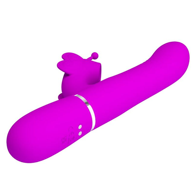 PRETTY LOVE - VIBRATOR MULTIFUNCȚIONAL IEPURE 4 ÎN 1 FLUTURE FUCSIA