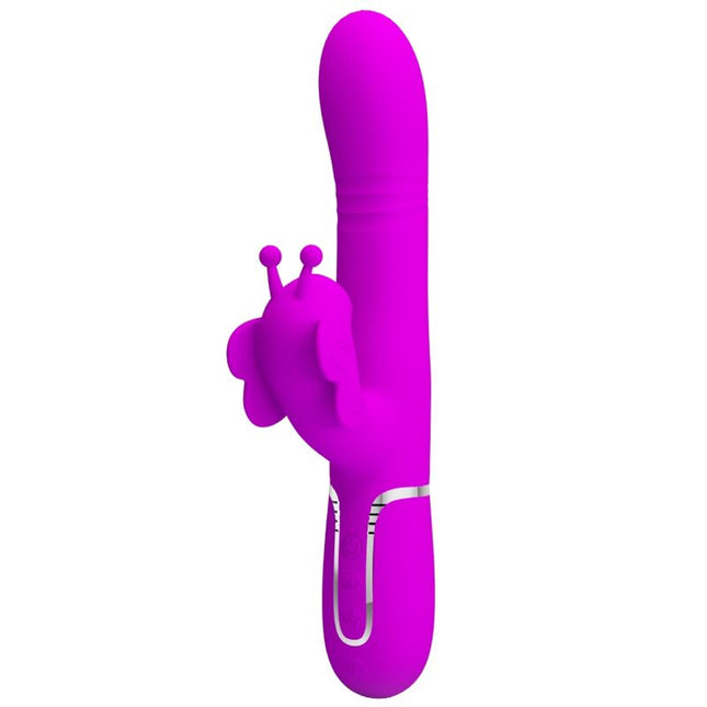 PRETTY LOVE - VIBRATOR MULTIFUNCȚIONAL IEPURE 4 ÎN 1 FLUTURE FUCSIA