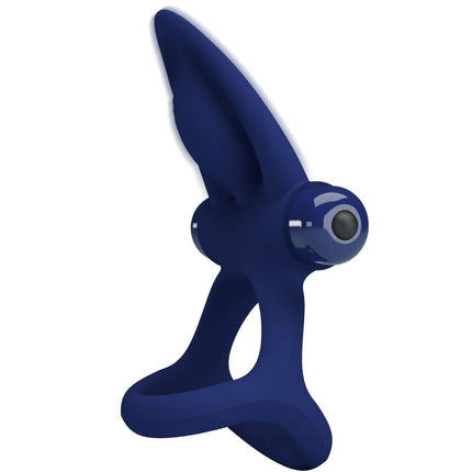 PRETTY LOVE - INEL DUBLU MAT CU VIBRAȚII ȘI STIMULATOR ALBASTRU